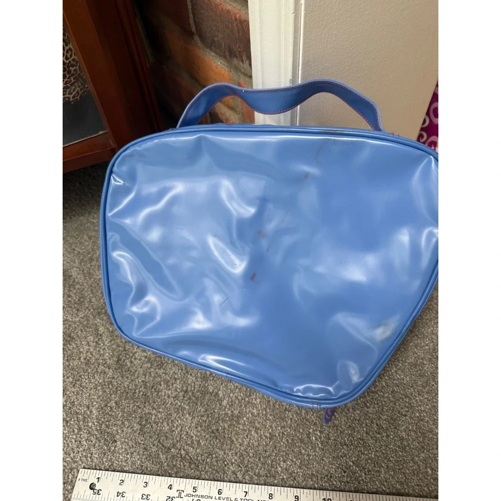 Littlest Pet Shop Vintage Floral Vinyl Carrying Case Toy Organizer Bag Blue Pink